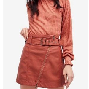 FreePeople Belted Faux Leather Skirt